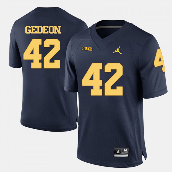 University of Michigan #42 Men's Ben Gedeon Jersey Navy Blue College Football Player